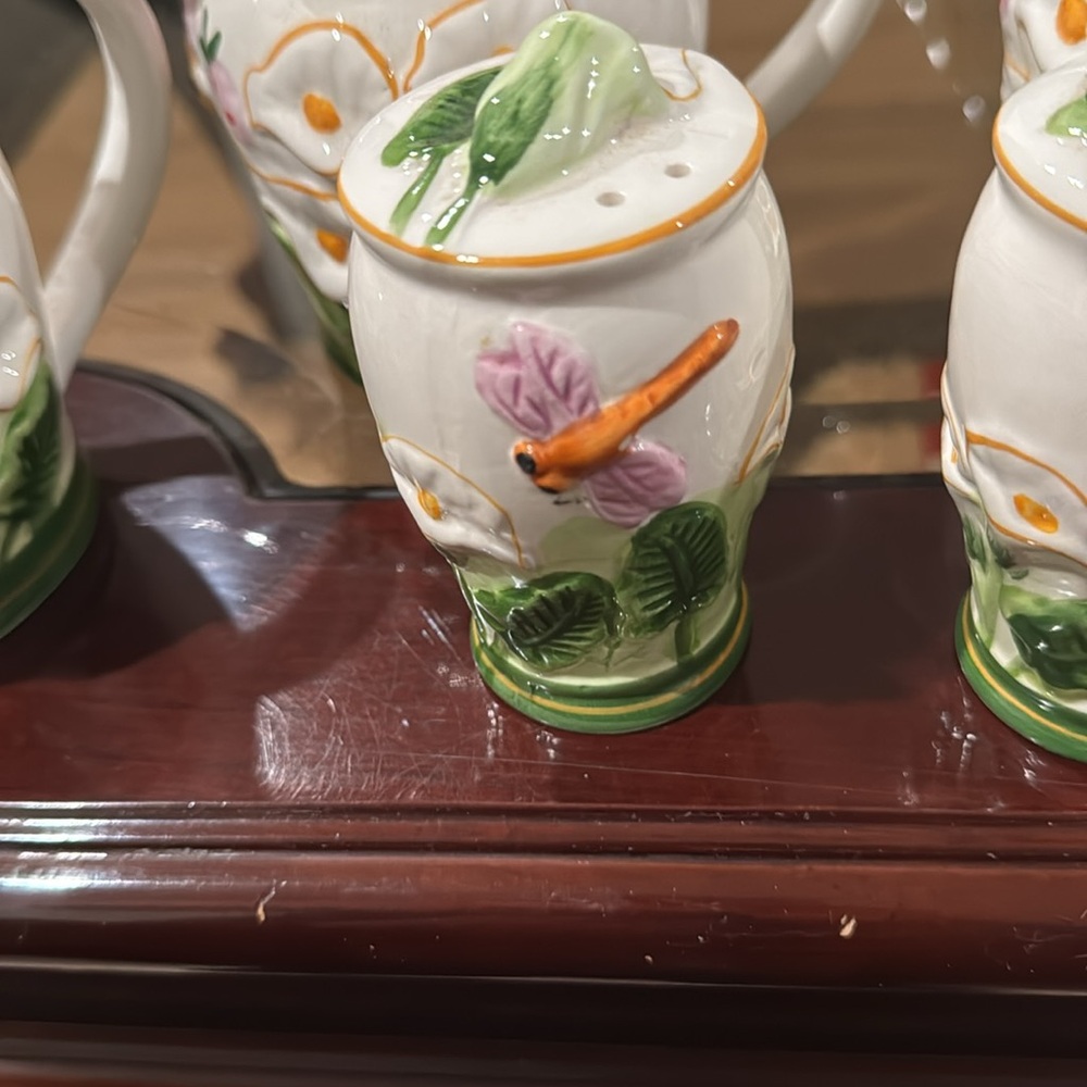 Vintage set of 4 serving mugs for your salad dressing with salt + pepper - Picture 3 of 5